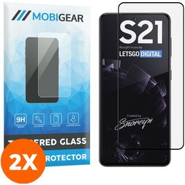 Mobigear Premium Samsung Galaxy S21 Verre trempé Protection d'écran - Compatible Coque - Noir (Lot de 2)