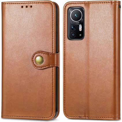 Mobigear Snap Button Housse Xiaomi 12X Etui Porte-Monnaie - Marron