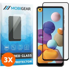 Mobigear Premium Samsung Galaxy A21 Verre trempé Protection d'écran - Compatible Coque - Noir (Lot de 3)