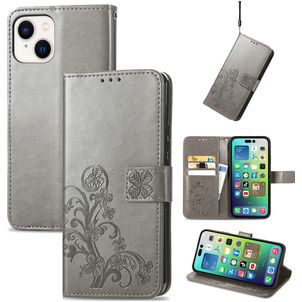 Mobigear Clover Housse iPhone 15 Etui Porte-Monnaie - Gris