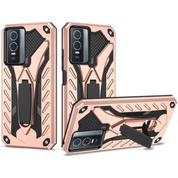 Mobigear Armor Stand Coque Vivo Y76 Coque arrière Rigide Anti-Chocs avec Support Amovible - Rose doré