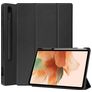 Mobigear Tri-Fold Gel Coque Samsung Galaxy Tab S7 FE Etui en TPU,Similicuir + Porte-crayon - Noir