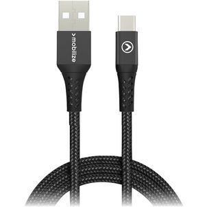 Mobilize Strong Nylon - Câble USB-A vers USB-C 2 mètres - Noir