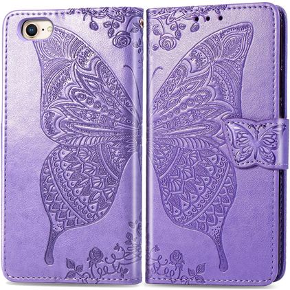 Mobigear Butterfly Housse iPhone 17e Etui Porte-Monnaie - Violet