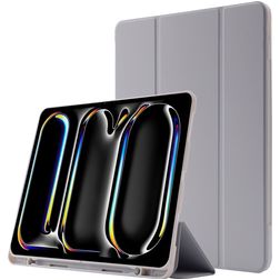 Mobigear Tri-Fold Gel Coque iPad Pro 11 Pouces (2024) Etui en TPU,Similicuir + Porte-crayon - Gris
