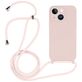 Mobigear Lanyard iPhone 15 Coque avec cordon en Silicone - Sand Pink