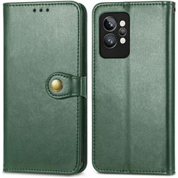 Mobigear Snap Button Housse Realme GT2 Pro Etui Porte-Monnaie - Vert