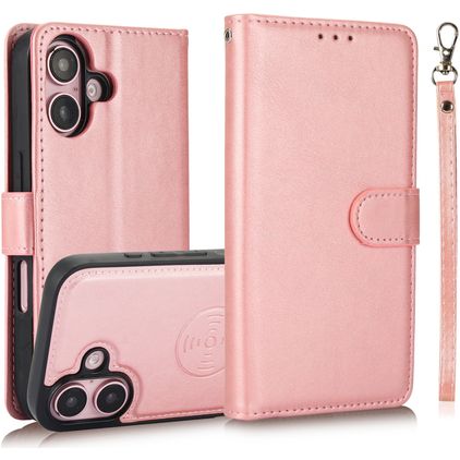 Mobigear Wallet Housse iPhone 16 Etui avec Coque Détachable Porte-Monnaie - Rose doré