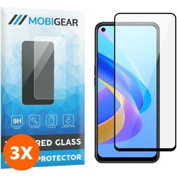 Mobigear Premium OPPO A76 Verre trempé Protection d'écran - Compatible Coque - Noir (Lot de 3)