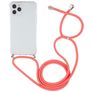 Mobigear Lanyard iPhone 12 Pro Max Coque avec cordon en TPU Souple - Transparent / Rouge