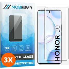 Mobigear Premium HONOR 50 Verre trempé Protection d'écran - Compatible Coque - Noir (Lot de 3)