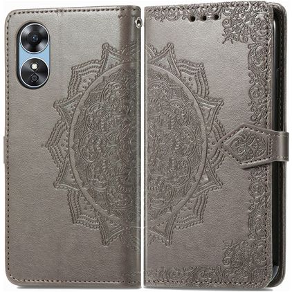 Mobigear Mandala Housse OPPO A17 Etui Porte-Monnaie - Gris