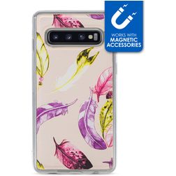 My Style Magneta Coque Samsung Galaxy S10 Coque arrière en TPU Souple - Feathers