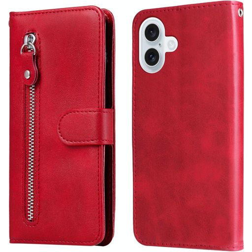 Mobigear Zipper Housse iPhone 17 Etui Porte-Monnaie - Rouge