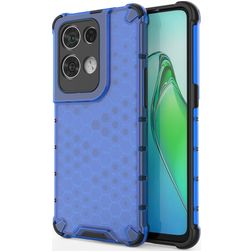 Mobigear Honeycomb Coque OPPO Reno 8 Pro 5G Coque arrière Rigide Anti-Chocs - Bleu