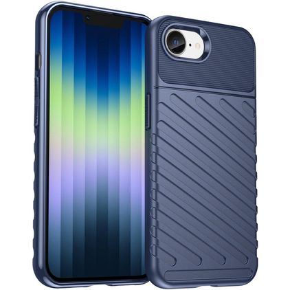 Mobigear Groove Coque iPhone 16e Coque arrière en TPU Souple - Bleu