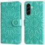 Mobigear Sunflower Housse Samsung Galaxy A57 Etui Porte-Monnaie - Vert