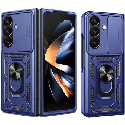 Mobigear Armor Ring Cam Slide Coque Samsung Galaxy Z Fold 8 Ultra Coque arrière Rigide Anti-Chocs avec Anneau-Support et Protecteur Lentilles - Bleu