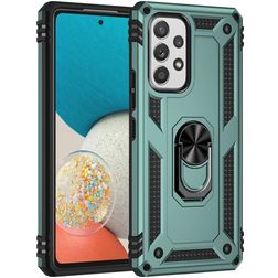 Mobigear Armor Ring Samsung Galaxy A53 Plastique rigide Coque arrière Antichoc avec bague de maintien - Vert