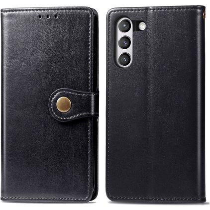 Mobigear Snap Button Housse Samsung Galaxy S21 FE Etui Porte-Monnaie - Noir