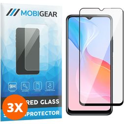Mobigear Premium Vivo Y21s Verre trempé Protection d'écran - Compatible Coque - Noir (Lot de 3)