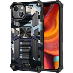 Mobigear Armor Stand Coque iPhone 13 Coque arrière Rigide Anti-Chocs avec Support Amovible - Bleu Marin