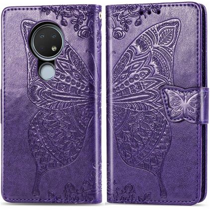 Mobigear Butterfly Housse Nokia 7.2 Etui Porte-Monnaie - Violet