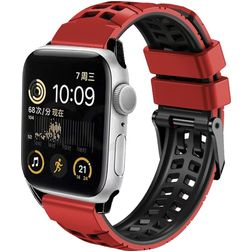 Mobigear Aero Armor Bracelet Silicone Apple Watch Fermeture boucle ardillon - 42/41/40/38 mm - Rouge / Noir