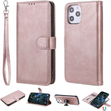 Mobigear Wallet Housse iPhone 12 Pro Max Etui avec Coque Détachable Porte-Monnaie - Rose doré