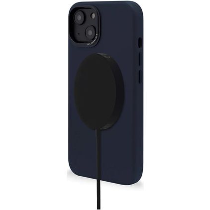 Decoded Coque iPhone 14 Plus MagSafe Coque arrière en Cuir Véritable Anti-Chocs - Steel Blue