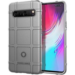 Mobigear Rugged Shield Coque Samsung Galaxy S10 5G Coque arrière en TPU Souple Anti-Chocs - Gris