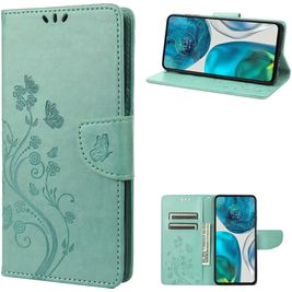 Mobigear Flowers Housse Motorola Moto G52 Etui Porte-Monnaie - Vert