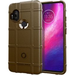 Mobigear Rugged Shield Coque Motorola One Hyper Coque arrière en TPU Souple Anti-Chocs - Marron