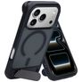 Mobiparts Hardcover Coque iPhone 17 Pro MagSafe Coque arrière Rigide avec Support Amovible - Satin Black