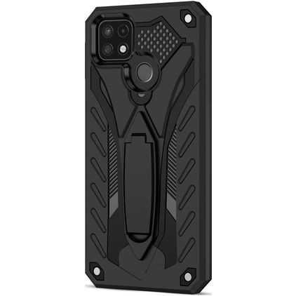 Mobigear Armor Stand Coque Realme C21Y Coque arrière Rigide Anti-Chocs avec Support Amovible - Noir