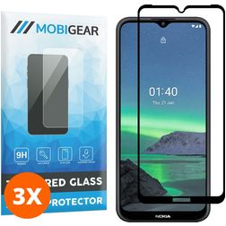 Mobigear Premium Nokia 1.4 Verre trempé Protection d'écran - Compatible Coque - Noir (Lot de 3)