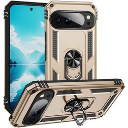 Mobigear Armor Ring Google Pixel 10 Pro XL Plastique rigide Coque arrière Antichoc avec bague de maintien - Or