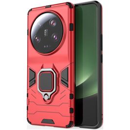 Mobigear Armor Ring Coque Xiaomi 13 Ultra Coque arrière Rigide Anti-Chocs avec Anneau-Support - Rouge