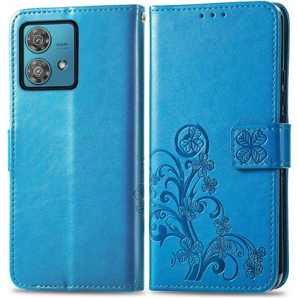 Mobigear Clover Motorola Edge 40 Neo Étui Portefeuille - Bleu