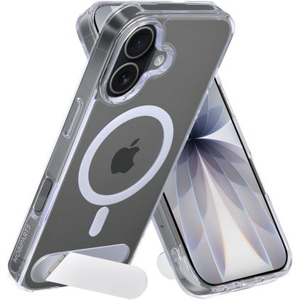 Mobiparts Hardcover Coque Transparente iPhone 17 MagSafe Coque arrière Rigide avec Support Amovible - Transparent