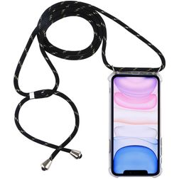 Mobigear Lanyard iPhone 11 TPU souple Coque avec cordon - Transparent / Noir