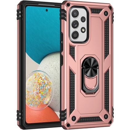 Mobigear Armor Ring Samsung Galaxy A53 Plastique rigide Coque arrière Antichoc avec bague de maintien - Rose doré