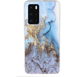 Mobigear Marble Coque Huawei P40 Coque arrière en TPU Souple - Bleu