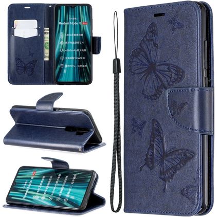 Mobigear Butterfly Housse Xiaomi Redmi Note 8 Pro Etui Porte-Monnaie - Bleu