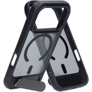 Mobiparts Hardcover Coque iPhone 18 Pro MagSafe Coque arrière Rigide avec Support Amovible - Satin Black