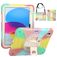 Mobigear SureGrip Coque iPad 11 (2025) Coque arrière en Plastique rigide,Silicone + Porte-crayon + Bandoulière + Support Amovible - Rainbow