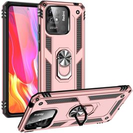 Mobigear Armor Ring Coque Xiaomi Redmi 10C Coque arrière Rigide Anti-Chocs avec Anneau-Support - Rose doré