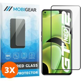 Mobigear Premium Realme GT Neo2 Verre trempé Protection d'écran - Compatible Coque - Noir (Lot de 3)