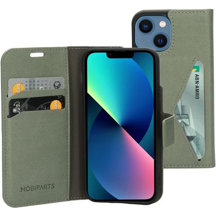 Mobiparts Classic Wallet Housse iPhone 13 Mini Etui Porte-Monnaie - Stone Green