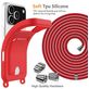 Mobigear Lanyard Card iPhone 17 Pro Coque avec cordon en Silicone et Porte-Cartes - Rouge